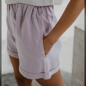 REALITY STUDIO Purple Linen Shorts S Euro Portugal
